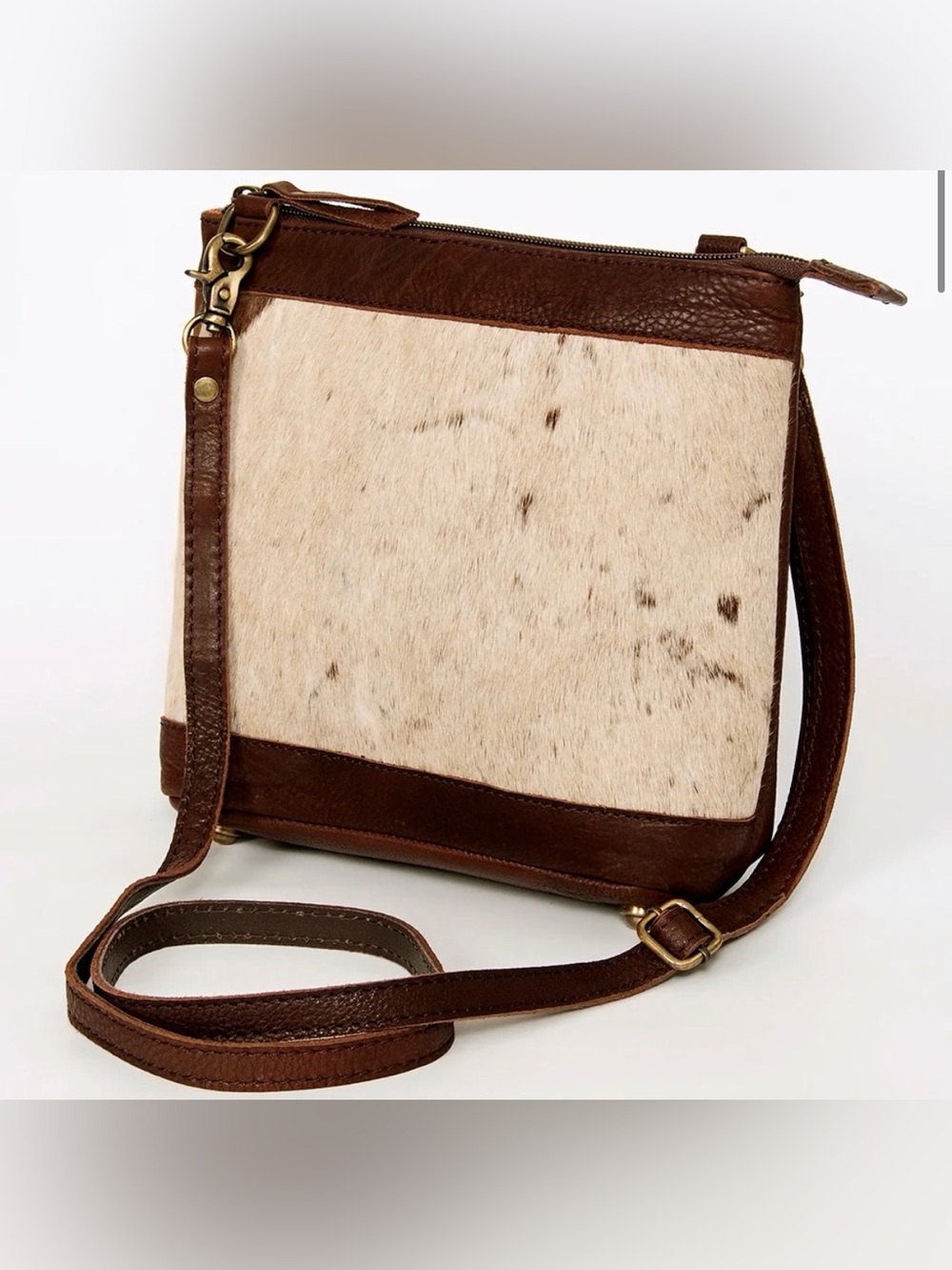 Western Bag Brown and Cream Leather Crossbody Bag